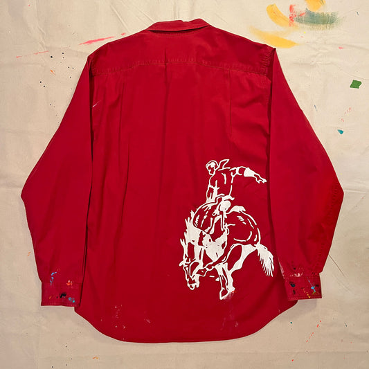 BUCKIN' VINTAGE RED PATAGONIA BUTTON DOWN SHIRT - LARGE