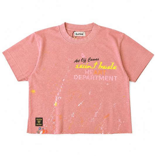 HEART DEPARTMENT PALETTE CROP TEE - SALMON