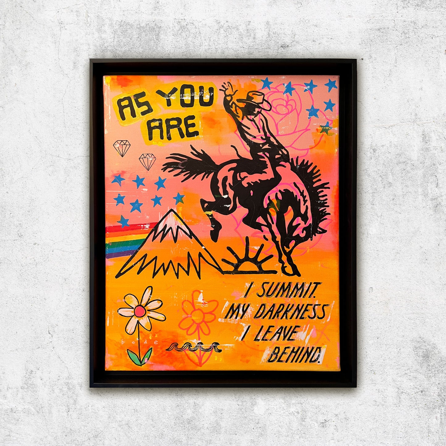 "RAINBOW COWBOY" 16" X 20" CANVAS - FRAMED